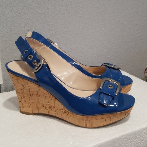 franco sarto blue wedges